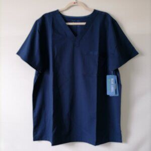 NWT Blue Label By Healing Hands Womens Navy Blue V-Neck James Scrub Top Size L